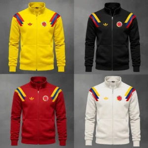 Buzo Colombia Retro – Cuello Alto con Cierre y Escudo Bordado